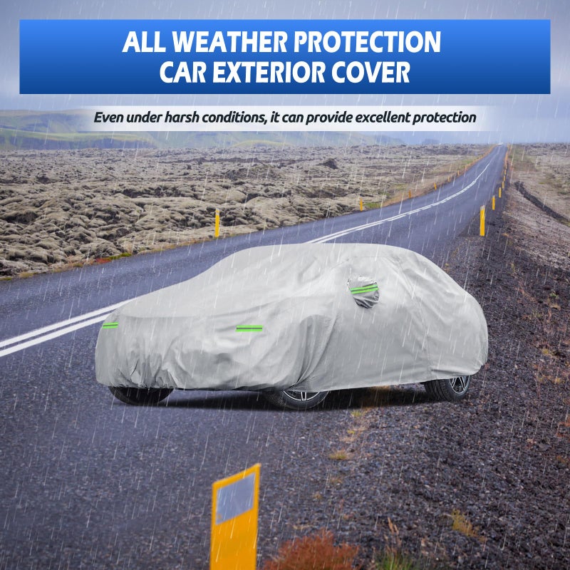 Migaven Car Cover Custom Fit for Mercedes Benz C-Class 2008-2025 C300 C350 C400 C450, Migaven Waterproof Full Exterior Cover Sun Rain Protection with Door Zipper, Silver - Image 5